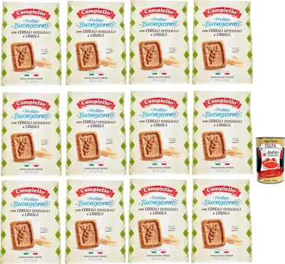 Produktbild von Campiello il Frollino del Buongiorno con Cereali Integrali e Crusca, Shortbread mit Vollmorde und Kleie, biscuits cookies 100% Italienische Kekse 12x 700g + Italian Gourmet polpa 400g