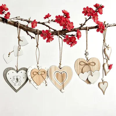 Immagine prodotto di Set di 5 cuori decorativi in legno per la decorazione della parete