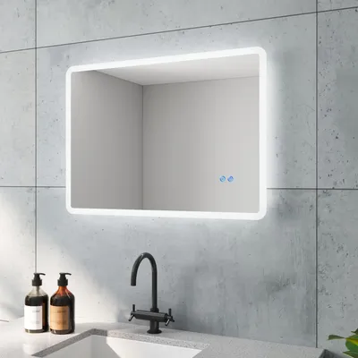 Produktbild von Badspiegel Beleuchtet LED Badezimmerspiegel 70x50cm BORAS Typ B | Touch Sensor Dimmbar Antibeschlag Kaltweiß 6400K