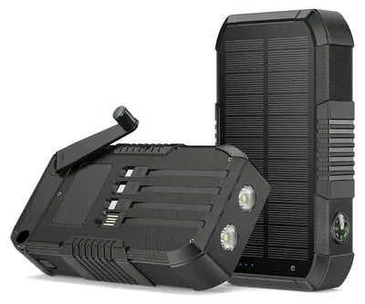 Produktbild von Powerbank Solar 66800mAh, mit Handkurbel, 22.5W Schnellladung, USB-C, mehrere Kabel, LED Licht & SOS, Outdoor Ladegerät für Camping & Reisen