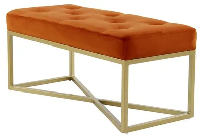 Image de Banc Diaz en velours orange et métal doré