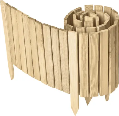 Produktbild von Garronda Beeteinfassung Holz Rollzaun Gartenzaun imprägniert Flexibler Rollborder Rasenkante  Länge: 200 cm (Natural, Höhe: 40 cm)