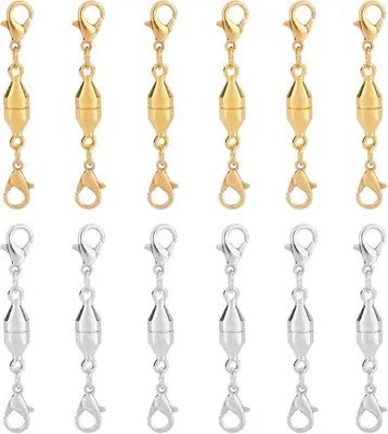 Produktbild von Magnetische Schließen - Schmuckverlängerungen - 12 Stück - Gold und Silber