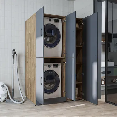 Immagine prodotto di Roomart DORA-II: mobile da appoggio per lavatrice, larghezza 115 cm, rovere antracite
