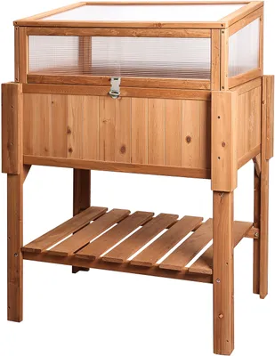 Obrázok produktu pre needs&wants® Veľký vyvýšený záhon s vrchným krytom zo studeného rámu z dreva na záhradný balkón, záhon so skleníkovým boxom so studeným rámom a krycou strechou