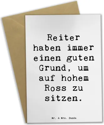Produktbild von Mr. & Mrs. Panda Glückwunschkarte Spruch Reitsport Stolz - Weiß - Geschenk, Sportler Geschenke, Reitbegeisterte, dankeskarten, osterkarte, einladungskarten, Teamsport