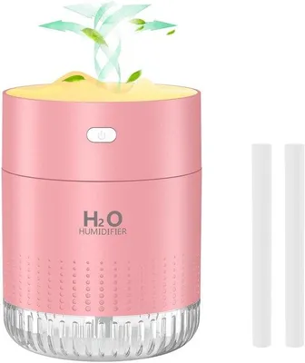 Productafbeelding van Mini-luchtbevochtiger met nachtlichtfunctie en automatische uitschakeling, luchtbevochtiger slaapkamer met twee vernevelingsmodi, geschikt voor slaapkamer, kinderkamer en planten (roze)