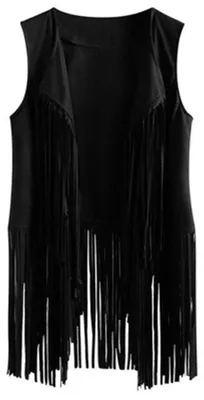 Produktbild von Reoyloep Damen Hippie-Weste Ärmellose Jacke Fransen Kunstleder Vintage Quasten C