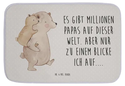 Produktbild von Mr. & Mrs. Panda Duschvorleger Papa Bär - Grau Pastell - Geschenk, Badläufer, Vatertag, Geburtstag, Badematte, Bruder, Bad Fußmatte, Badezimmerteppich, duschmatte