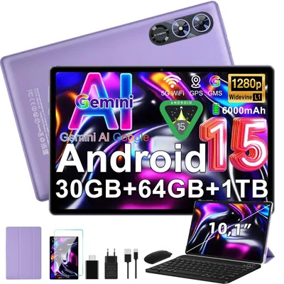 Produktbild von Tablet Android 15 Gemini AI 30GB RAM +64GB ROM Lila Erweiterbarer Speicher Blau