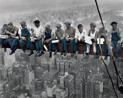 Image de Lunch On A skyscraper - Couleur - 40x50cm - Affiche Poster