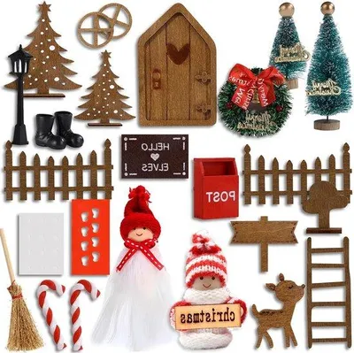 Zdjęcie produktu dla Zestaw choinkowych skrzatów – 28 sztuk – miniatury – drewniane – ozdoby świąteczne – miniatury – dekoracje drewniane.