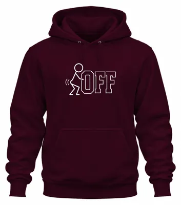 Produktbild von Fuck OFF frech Strichmännchen Comic lustig Geschenk Uni Hoodie Kapuzenpullover Furz, Burgundy, M