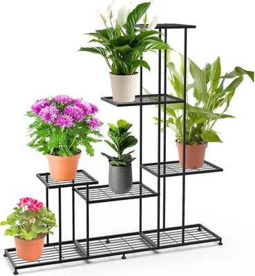 Immagine prodotto di Portafiori in metallo per interni ed esterni - 4 ripiani per fiori e vasi
