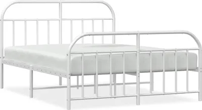 Obrázok produktu pre vidaXL Posteľný rošt s čelom a nohami kovový biely 135x190 cm