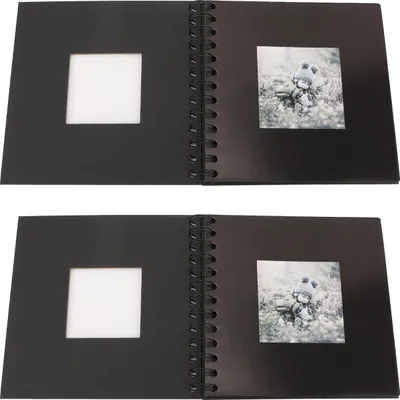 Produktbild von 2 Stück DIY Babyalbum Set Zubehör Hardcover Öffnungsdeckel Bildanzeige Speicher Kinder Scrapbook Kit Schwarz