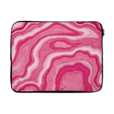 Produktbild von MuchoWow® Laptop Hülle 17 Zoll Laptoptasche Rosa - Geode - Achatstein - Edelsteine - Zipper - Schutzabdeckung