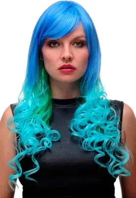 Produktbild von WIG ME UP Perücke Cosplay lockig lang Türkis Blau Grün GF-W2174-G55A
