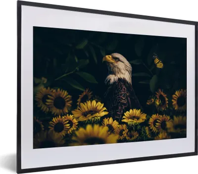 Produktbild von MuchoWow® Gerahmtes Poster Adler - Gelb - Blumen - Botanisch 40x30 cm - Poster mit Schwarzem Bilderrahmen Wandposter Rahmen Foto Bilder - Bilderrahmen - Poster im Rahmen