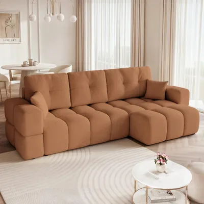 Produktbild von Universelles Ecksofa Casidi XL mit Schlaffunktion Centaur 06 Rostrot Boucle Bettkasten