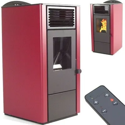 Obrázek produktu pro Kamna na pelety 9,5 kW krb na pelety Kamna na pelety A+ kamna na dřevo červená 56303