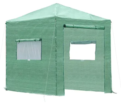 Image de Mini-serre avec film plastique PE - Serre en acier | Couleur : Vert | Dimensions : 70,86 x 94,48 x 94,48 cm