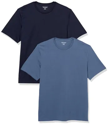 Produktbild von A. Essentials Herren Kurzärmeliges Baumwolle Crewneck T-Shirt, 2er-Pack, Dunkelb