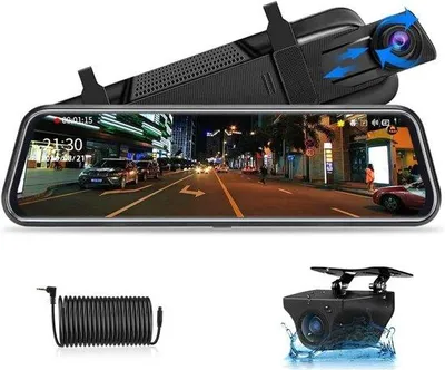 Immagine prodotto di Telecamera di sorveglianza per auto a doppio obiettivo - Telecamera di sorveglianza per auto Full HD - Telecamera di sorveglianza per auto con visione notturna - Telecamera di sorveglianza per auto con sensore di movimento - Grandangolo - Modalità parcheggio - Registrazione a ciclo continuo - Telecamera di sorveglianza per auto con scheda SD