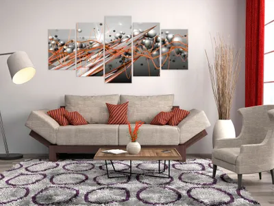 Produktbild von Akustikbild Abstrakt 200x100 cm Bilder Akustikschaum Hochleistungsschallabsorber Schallschutz Leinwand 5 tlg Wandbild Raumakustik Schalldämmung a-C-0058-b-n