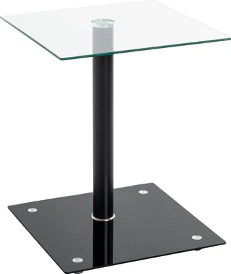 Produktbild von HAKU Beistelltisch schwarz - Metall, Sicherheitsglas 5 mm, Sicherheitsglas 6 mm, B/H/T: 40x52x40 cm