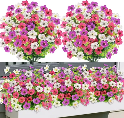 Imagen del producto de Flores artificiales, con protección UV, 6 unidades, 35 cm, para jardín y terraza