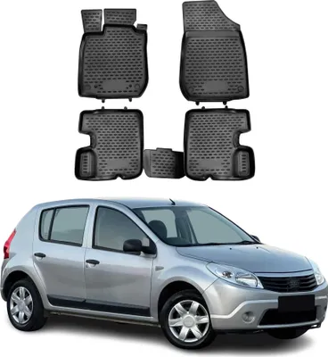 Image de OMAC Tapis de sol pour Dacia Sandero 2008-2012 sur mesure en caoutchouc Noir