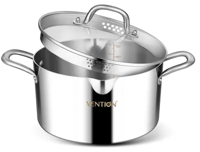 Kochtopf 5,3 L Edelstahl mit Siebdeckel, Induktion