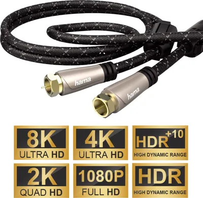Produktbild von Hama 3m Sat-Kabel 120dB 8K 4K HD TV Antennen-Kabel F-Stecker Koaxial Koax-Kabel