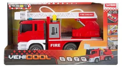 Produktbild von Toi-Toys Feuerwehr Spielzeugleiterwagen mit Licht und Sound 28cm