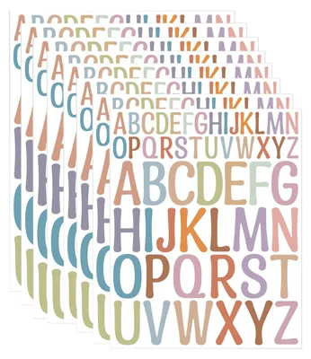 Buchstaben-Sticker, 8 Blatt, 416 Stück, bunt, Vinyl, wasserfest