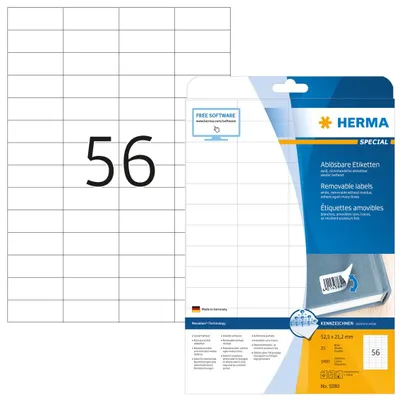 Produktbild von Etiketten A4 weiß 52,5x21,2 mm Movables/ablösbar Papier matt 1400 St.