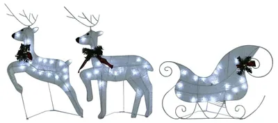 Produktbild von vidaXL Rentier mit Schlitten Weihnachtsdekoration 60 LEDs Outdoor Weiß