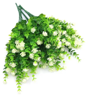 5er Set Kunstblumen Eukalyptus, Weiß, 35 cm
