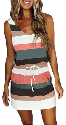 Produktbild von Sommerkleid für Damen mit V-Ausschnitt und Spaghetti-Trägern