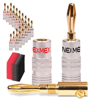 Produktbild von 28x NEXMEX Bananenstecker High End Bananas 24K vergoldet mit Schrumpfschlauch