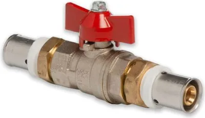 Produktbild von Selfio-Press Aluverbund Pressfitting Kugelhahn 16 x 2 mm Flügelgriff rot TH + U Kontur