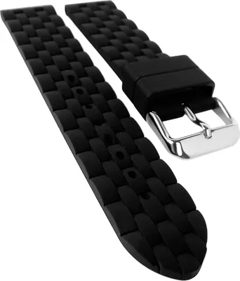Produktbild von Herzog Rubber Style Uhrenarmband 20mm schwarz Kunststoff gleichlaufend, Schließe:Silbern