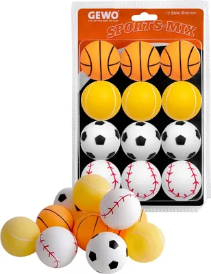 Produktbild von GEWO Tischtennisbälle Bunt 12er Set - Sports-Mix mit Farbdesign - robust & langlebig - 40+mm