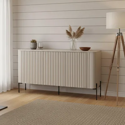 Image de Susegana - Buffet, 150x40x80 cm Beige, 3 Étagères