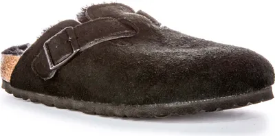Produktbild von Birkenstock Boston Sherling Wildleder Clogs in Schwarz – 5 UK - 38 EU - 7/7,5F US / Schwarz