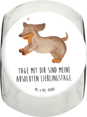 Produktbild von Mr. & Mrs. Panda Dose Hund Dackel XL 2000ml - Weiß - Geschenk, Fröhlich, Glasdose, Sprüche, glasbehälter, Keksdose, Bonbonglas, Vorratsbehälter, Dachshund