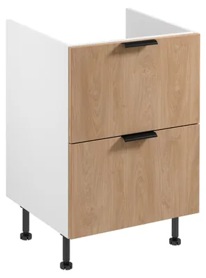 Obrázek produktu pro Spodní šuplíková kuchyňská skříňka SALERNO - šířka 60 cm, bílá / dub