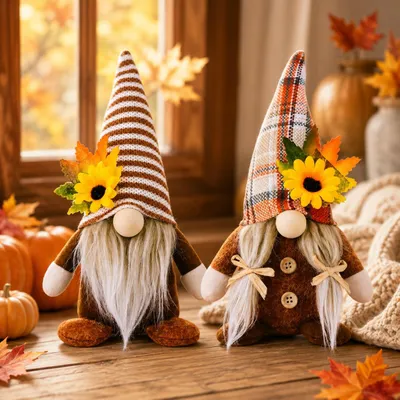 Herbst-Dekoration Zwergenfiguren, 2 Stück, 180 g