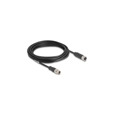 Produktbild von Delock - Netzwerkverlängerungskabel - 8-polig M12 (M) zu 8-polig M12 (W) - 5 m - 6 mm - S/FTP - CAT 5e - X-kodiert - Schwarz